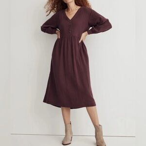 Madewell Lightspun Button-Front Midi Dress 0